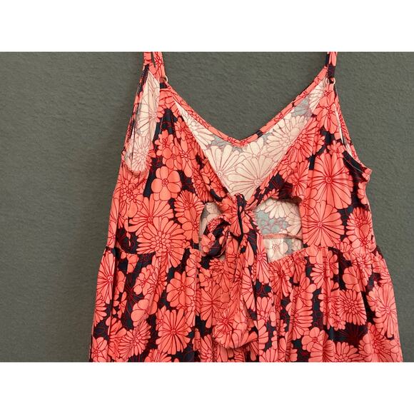 Isabel by Ingrid & Isabel Pink Floral Sleeveless Tie Back Maxi Dress M Boho - Picture 7 of 9